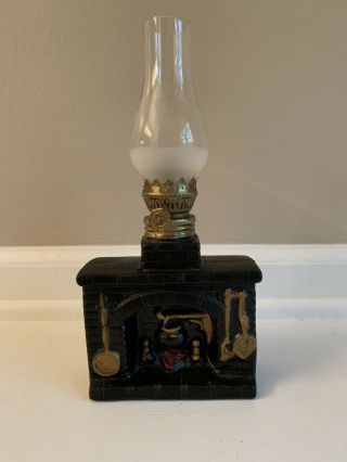 Vintage Small Ceramic Fireplace Hurricane Oil Lamp
