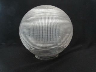 Holophane Vintage Large 8 " Ball Globe Cross Hatch Glass Shade Art Deco Modern