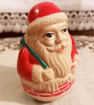 Near Vintage Christmas Celluloid Viscoloid Santa Claus Roly Poly Toy 1920s
