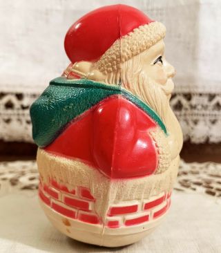 NEAR Vintage Christmas Celluloid Viscoloid Santa Claus Roly Poly Toy 1920s 3