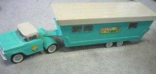Vintage Nylint Mobile Home Ford Cab And Trailer W/furniture 6600 Pressed Steel