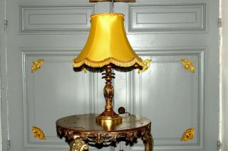 Antique Heavy French Vintage Solid Bronze Table Lamp Light With Elegant Shade
