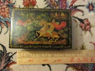 Vintage Hand Painted Russian Lacquer Box Battle Scene Prince Dmitri See Descrpt