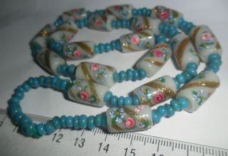 Vintage Jewellery Old Antique Art Deco Venetian Murano Glass Beads Necklace