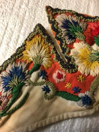 Antique 19thc Handmade 2 Piece Collar Flowers Thread Stitched Special