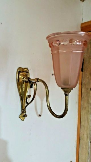 Brass Vintage Antique Wall Light Sconce Handmade Glass Lamp Shade