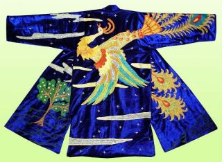 Magnificent Uzbek Silk Embroidered Robe Chapan " Mythical Bird " A1698