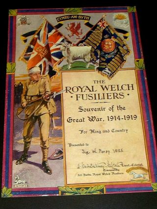 Royal Welch Fusiliers Of England: World War 1 Army Service Recognition Card
