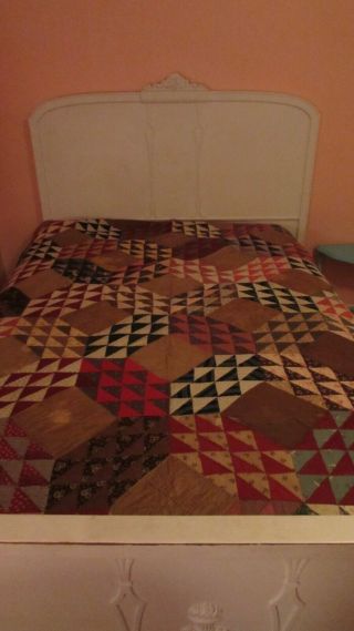 Antique Handmade Hand Stitched Patched Quilt 60x80