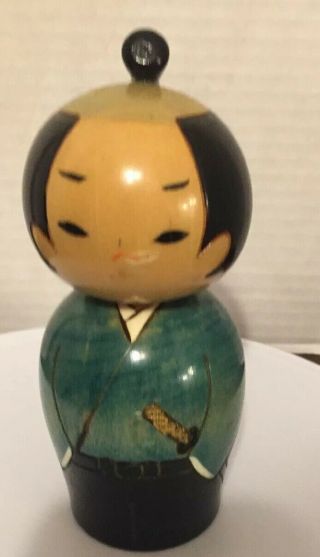 Japanese Woody Craft Samurai Wooden Doll 4”h (made In Japan)