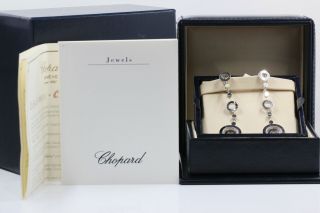 Chopard Happy Spirit Diamond Drop Earrings in 18K White Gold w/Box & PP 2
