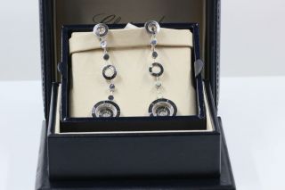 Chopard Happy Spirit Diamond Drop Earrings in 18K White Gold w/Box & PP 3