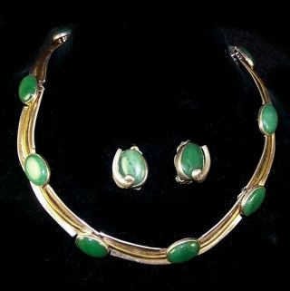 Antonio Pineda 970 Sterling Adventurine Quartz Modernist Necklace Clip Earrings