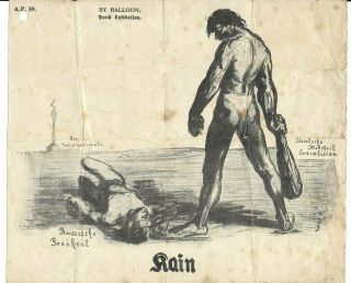 Propaganda Leaflet Dropped By Balloon Ww1 Political Kain And Abel Lithograph