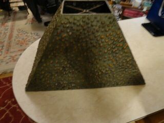 Large Arts And Crafts Style Hammered Metal Rectangular Lamp Shade 3