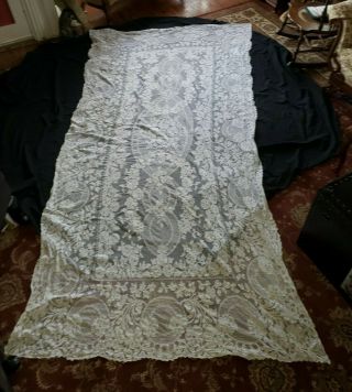 Magnificent French Alencon ? Lace Tablecloth 65 X 120 Banquet Wedding Bridal Nr