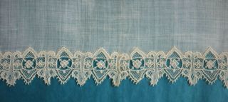 Antique 19th c Brussels point de gaze lace edged handkerchief - MAM monogram 3