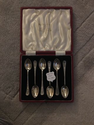 Cased Set Six Vintage Sterling Silver Tea Spoons - Hallmarked 1901