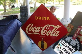 Rare Large Vintage 1946 Coca Cola Soda Pop Bottle Gas Station 60 " Sign