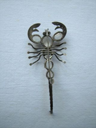 Vintage Antique Silver Moonstones Scorpion Brooch pin 3