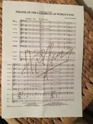 Hans Zimmer Hand Signed “pirates Of The Caribbean” Music Sheet / Autograph
