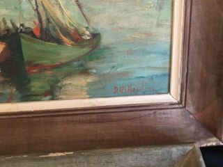 2 Vintage Seascape Oil Paintings Gloucester Harbor Signed 1941 3