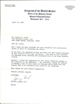 President Gerald Ford Signed White House Document