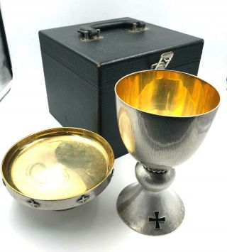 Chalice Paten Set Adrian Hamers Ny Sterling Silver Vintage Eucharist Communion