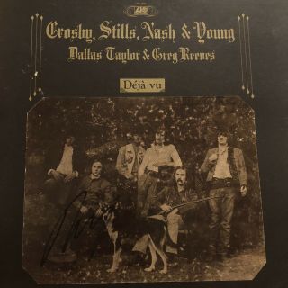 Neil Young Signed Deja Vu Crosby Stills Nash Vinyl Record Lp Autograph