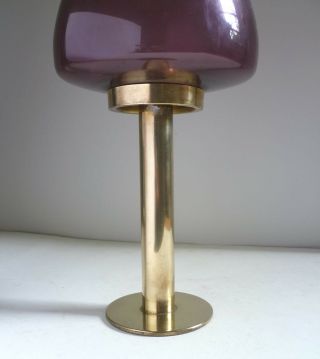Hans Agne Jakobsson Markaryd Sweden BRASS CANDLE HOLDER 1960 ' s Purple Glass 2