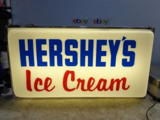 Vintage 60s Hershey Ice Cream One Side Lighted Sign 15 X 29
