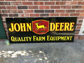 " John Deere " X - Large,  Heavy Double Sided Porcelain Dealer Sign (60 " X 24 ")