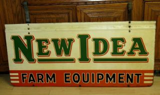 Rare Vintage 1949 Idea Farm Equipment Double Sided Sign W/ Brackets