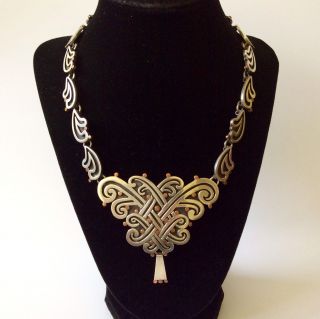Mexican Los Castillo Design Sterling Silver And Copper Necklace,  100 Grams