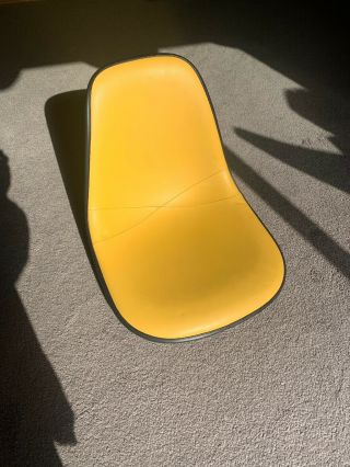 Vintage Herman Miller Yellow Fiberglass Shell Chair Sticker Latex Foam Black