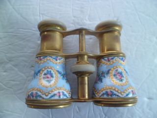 Antique French Enameled Le Maire Opera Glasses W/ Case