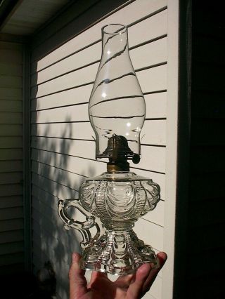 Old Ornate C.  1900 Coolidge Drape Pattern Antique Finger Oil Lamp