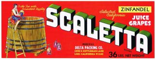 Crate Label Scaletta Vintage Grape Lodi 1960s Italian Wine Press Vine