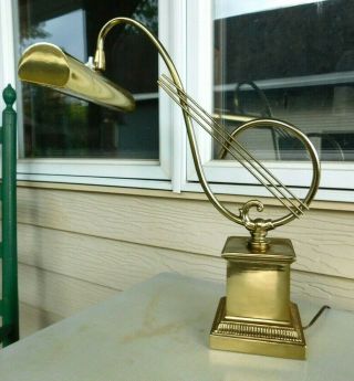 Vintage Brass Lyre Musical Clef Note Student Desk Reading Table Lamp