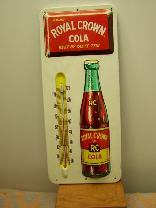 Minty Rc Royal Crown Cola Best By Taste Test Thermometer Embossed Bottle Sign