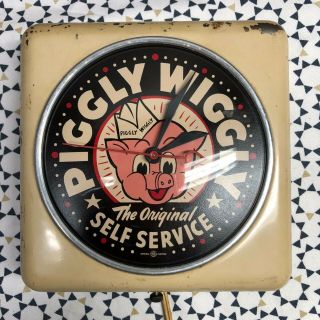 Vintage Piggly Wiggly General Electric Advertising Clock Sign Self Service