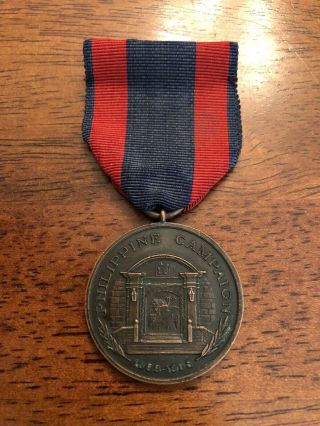 Pre Ww1 Usmc 1899 Philippine Campaign Medal Split Brooch 1930’s Studley