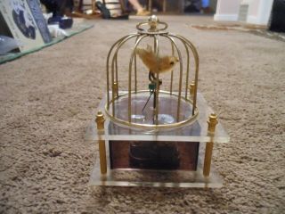 Vtg.  Acrylic And Metal Bird In Cage Music Box,  Japan,