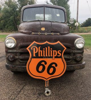 Old 30 " Phillips 66 Porcelain Double Sided Sign W/ Rare Bracket Gas Oil