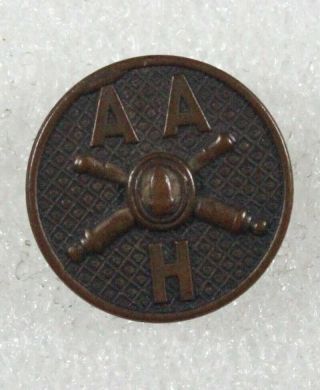 Army Enlisted Collar Disc: Coast Artillery,  Aa,  Btry H - Type Ii,  Bronze