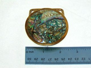 Handmade Brass Hippie Abalone Shell Inlaid Belt Buckle Vintage 1970 