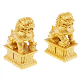 Feng Shui Lion Statues Home Protection Lions Figurine Lion Statue Pai Gold S