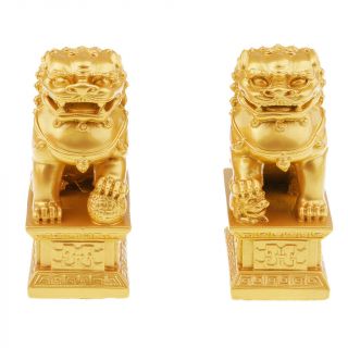 Feng Shui Lion Statues Home Protection Lions Figurine Lion Statue Pai Gold S 2
