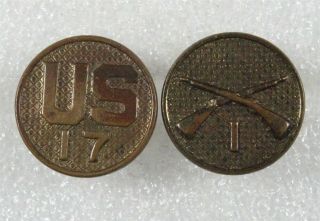 Army Enlisted Collar Disc: Co.  I,  17th Infantry Set,  1930 