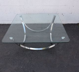 Mid Century Modern Chrome Glass Top Coffee Table 7599